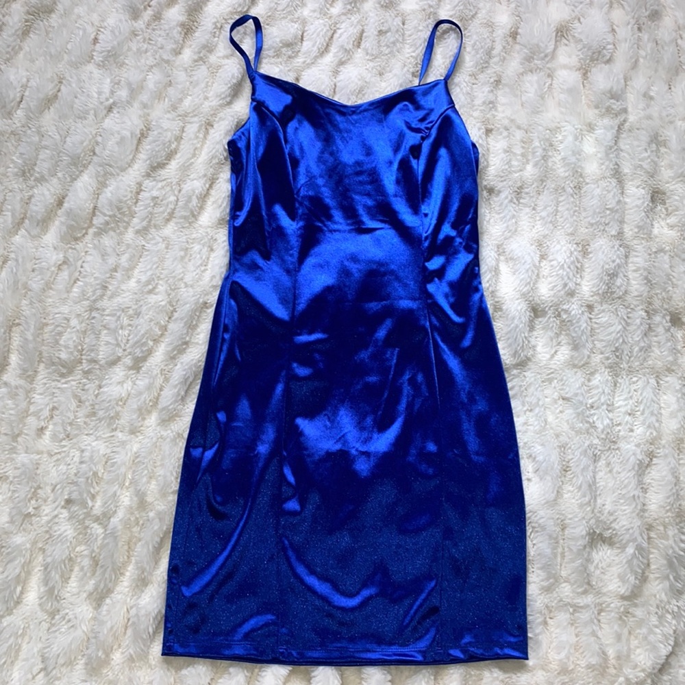 Electric Blue Satin Mini Dress